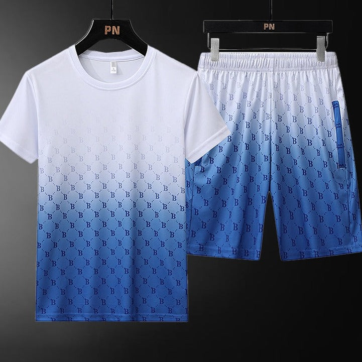 BRBY London Men Suit T-Shirt Shorts 2-Piece Set