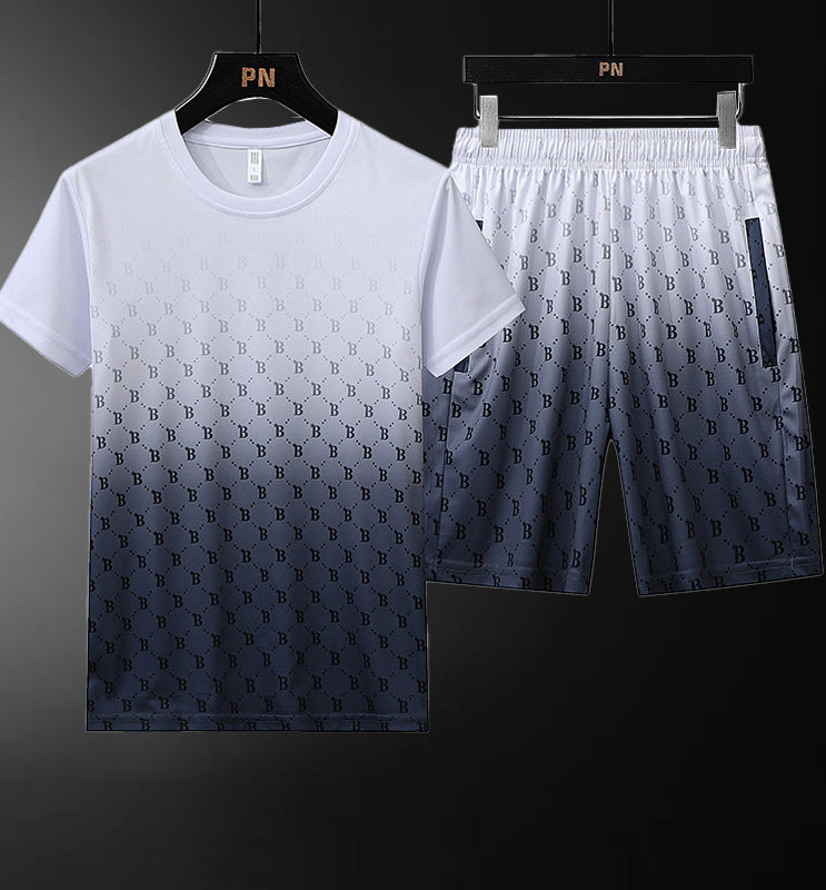 BRBY London Men Suit T-Shirt Shorts 2-Piece Set